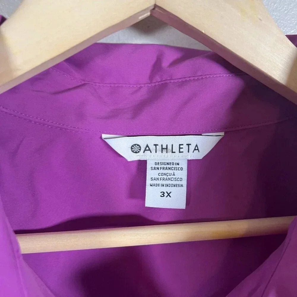 Athleta Oversized Poplin Top Button Up Size 3X Jazzy Purple Work Travel Office - Picture 3 of 13